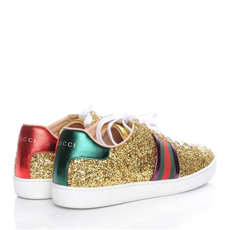 gucci glitter web sneakers gold|Gucci glitter web sneakers.